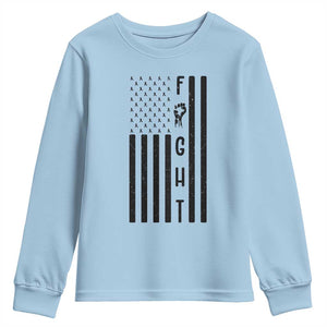 Fight Skin Cancer Melanoma Fighter USA Flag Youth Sweatshirt TS12 Light Blue Print Your Wear
