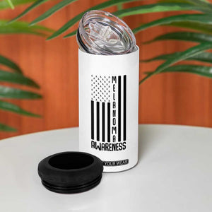 Melanoma Awareness USA Flag 4 in 1 Can Cooler Tumbler Patriotic Cancer Warrior TS12 Print Your Wear