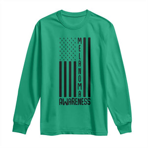 Melanoma Awareness USA Flag Long Sleeve Shirt Patriotic Cancer Warrior TS12 Irish Green Print Your Wear