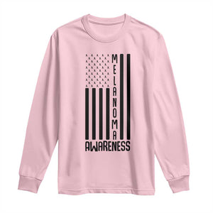 Melanoma Awareness USA Flag Long Sleeve Shirt Patriotic Cancer Warrior TS12 Light Pink Print Your Wear