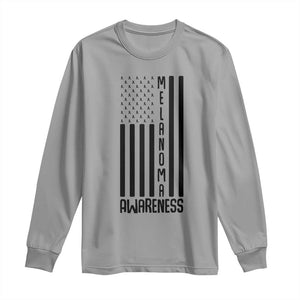 Melanoma Awareness USA Flag Long Sleeve Shirt Patriotic Cancer Warrior TS12 Sport Gray Print Your Wear