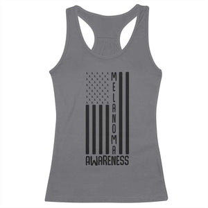 Melanoma Awareness USA Flag Racerback Tank Top Patriotic Cancer Warrior TS12 Charcoal Print Your Wear