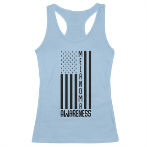 Melanoma Awareness USA Flag Racerback Tank Top Patriotic Cancer Warrior TS12 Light Blue Print Your Wear