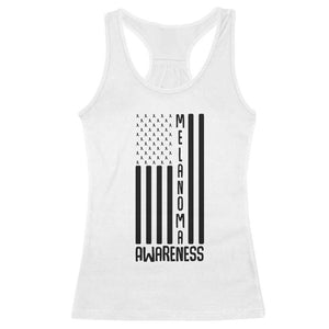 Melanoma Awareness USA Flag Racerback Tank Top Patriotic Cancer Warrior TS12 White Print Your Wear