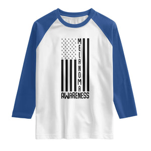 Melanoma Awareness USA Flag Raglan Shirt Patriotic Cancer Warrior TS12 White Royal Print Your Wear