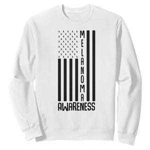 Melanoma Awareness USA Flag Sweatshirt Patriotic Cancer Warrior TS12 White Print Your Wear