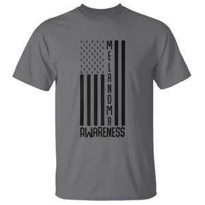 Melanoma Awareness USA Flag T Shirt Patriotic Cancer Warrior TS12 Charcoal Print Your Wear