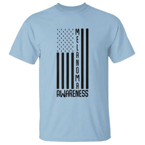 Melanoma Awareness USA Flag T Shirt Patriotic Cancer Warrior TS12 Light Blue Print Your Wear