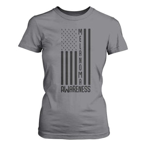 Melanoma Awareness USA Flag T Shirt For Women Patriotic Cancer Warrior TS12 Charcoal Print Your Wear