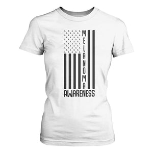 Melanoma Awareness USA Flag T Shirt For Women Patriotic Cancer Warrior TS12 White Print Your Wear