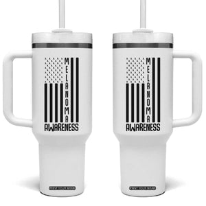 Melanoma Awareness USA Flag Tumbler With Handle Patriotic Cancer Warrior TS12 One Size: 40 oz White Print Your Wear