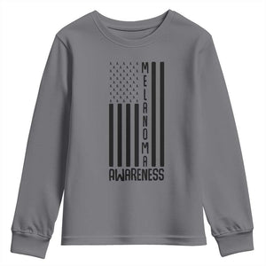 Melanoma Awareness USA Flag Youth Sweatshirt Patriotic Cancer Warrior TS12 Charcoal Print Your Wear