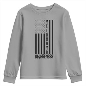Melanoma Awareness USA Flag Youth Sweatshirt Patriotic Cancer Warrior TS12 Sport Gray Print Your Wear