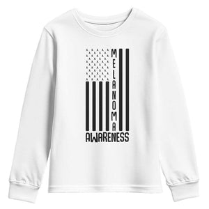 Melanoma Awareness USA Flag Youth Sweatshirt Patriotic Cancer Warrior TS12 White Print Your Wear