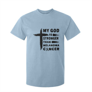 My God Is Stronger Than Melanoma T Shirt For Kid Christian Cancer Support TS12 Light Blue Print Your Wear