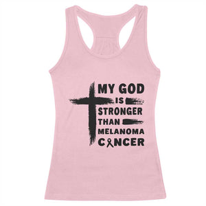 My God Is Stronger Than Melanoma Racerback Tank Top Christian Cancer Support TS12 Light Pink Print Your Wear