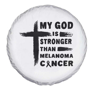 My God Is Stronger Than Melanoma Spare Tire Cover Christian Cancer Support TS12 Print Your Wear