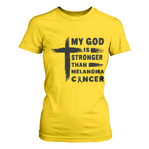 My God Is Stronger Than Melanoma T Shirt For Women Christian Cancer Support TS12 Daisy Print Your Wear