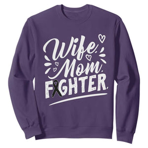 Wife Mom Melanoma Fighter Sweatshirt Family Support Strong And Fearless TS12 Purple Print Your Wear