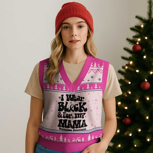 Melanoma Family Support V-Neck Knit Sweater Vest I Wear Black For My Mama TS12 Hot Pink Print Your Wear