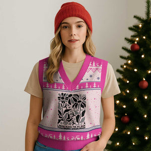 I Wear Black For My Mom V-Neck Knit Sweater Vest Melanoma Support Squad TS12 Hot Pink Print Your Wear