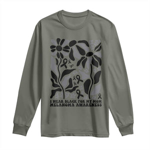 I Wear Black For My Mom Long Sleeve Shirt Melanoma Support Squad TS12 Military Green Print Your Wear