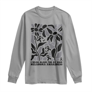 I Wear Black For My Mom Long Sleeve Shirt Melanoma Support Squad TS12 Sport Gray Print Your Wear