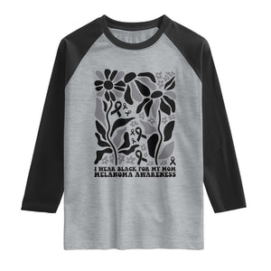 I Wear Black For My Mom Raglan Shirt Melanoma Support Squad TS12 Heather Gray Black Print Your Wear