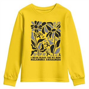 I Wear Black For My Mom Youth Sweatshirt Melanoma Support Squad TS12 Daisy Print Your Wear