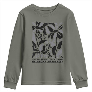 I Wear Black For My Mom Youth Sweatshirt Melanoma Support Squad TS12 Military Green Print Your Wear