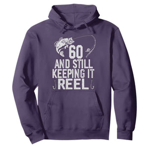 Personalized 60th Birthday Fishing Hoodie Custom Number Bday Still Keeping It Reel TS12 Purple Print Your Wear