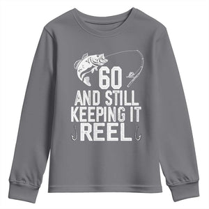 Personalized 60th Birthday Fishing Youth Sweatshirt Custom Number Bday Still Keeping It Reel TS12 Charcoal Print Your Wear