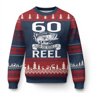 Still Keeping It Reel At 60 Ugly Christmas Sweater Fisherman Birthday Gift TS12 Navy Red Print Your Wear