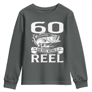 Still Keeping It Reel At 60 Youth Sweatshirt Fisherman Birthday Gift TS12 Dark Heather Print Your Wear