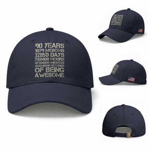 90 Years Of Being Awesome Baseball Cap 90th Birthday Gift Idea TS12 Baseball Cap Universal Fit Navy Print Your Wear