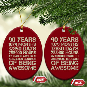 90 Years Of Being Awesome Ceramic Ornament 90th Birthday Gift Idea TS12 Print Your Wear