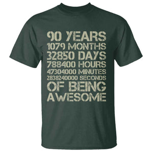 90 Years Of Being Awesome T Shirt 90th Birthday Gift Idea TS12 Dark Forest Green Print Your Wear