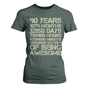 90 Years Of Being Awesome T Shirt For Women 90th Birthday Gift Idea TS12 Dark Forest Green Print Your Wear