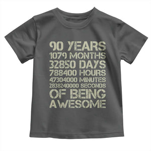 90 Years Of Being Awesome Toddler T Shirt 90th Birthday Gift Idea TS12 Dark Heather Print Your Wear
