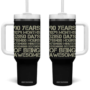 90 Years Of Being Awesome Tumbler With Handle 90th Birthday Gift Idea TS12 One Size: 40 oz Black Print Your Wear