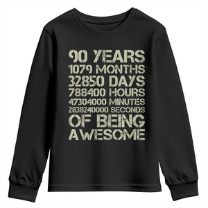 90 Years Of Being Awesome Youth Sweatshirt 90th Birthday Gift Idea TS12 Black Print Your Wear