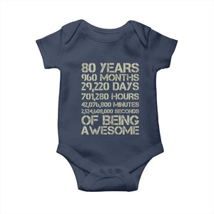Vintage 80th Birthday Gift Baby Onesie 80 Years Of Being Awesome TS12 Navy Print Your Wear