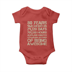 Vintage 80th Birthday Gift Baby Onesie 80 Years Of Being Awesome TS12 Red Print Your Wear