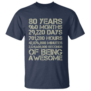 Vintage 80th Birthday Gift T Shirt 80 Years Of Being Awesome TS12 Navy Print Your Wear