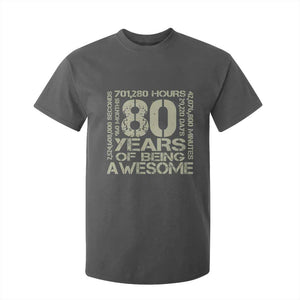 80th Milestone Birthday T Shirt For Kid 80 Years Of Being Awesome TS12 Dark Heather Print Your Wear