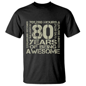 80th Milestone Birthday T Shirt 80 Years Of Being Awesome TS12 Black Print Your Wear