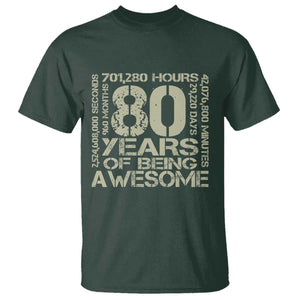 80th Milestone Birthday T Shirt 80 Years Of Being Awesome TS12 Dark Forest Green Print Your Wear