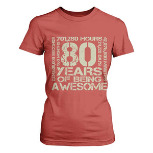 80th Milestone Birthday T Shirt For Women 80 Years Of Being Awesome TS12 Red Print Your Wear