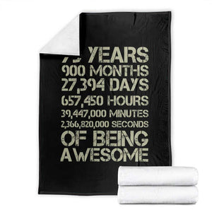 Vintage 75th Milestone Birthday Throw Blanket 75 Years Of Being Awesome TS12 Black Print Your Wear