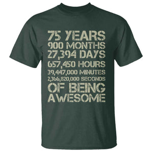 Vintage 75th Milestone Birthday T Shirt 75 Years Of Being Awesome TS12 Dark Forest Green Print Your Wear